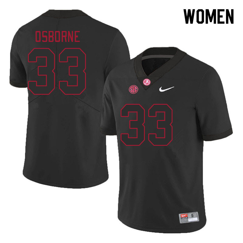 Women #33 Hunter Osborne Alabama Crimson Tide College Footabll Jerseys Stitched-Black
